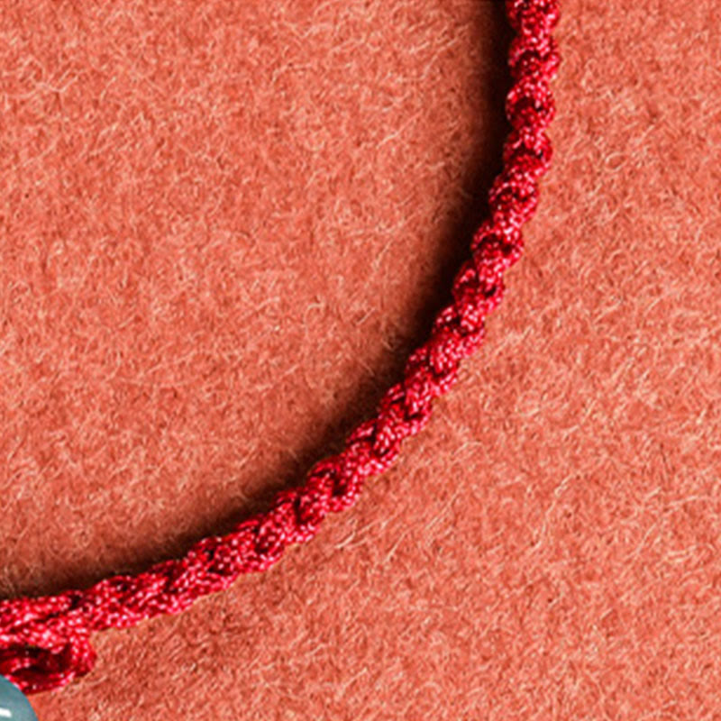 Jade Flower Luck Copper Coin Red String Bracelet