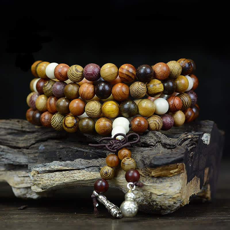 108 Beads Multi-Tone Natural Wood Calm Energy Mala