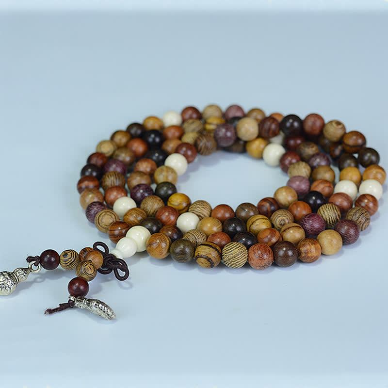108 Beads Multi-Tone Natural Wood Calm Energy Mala