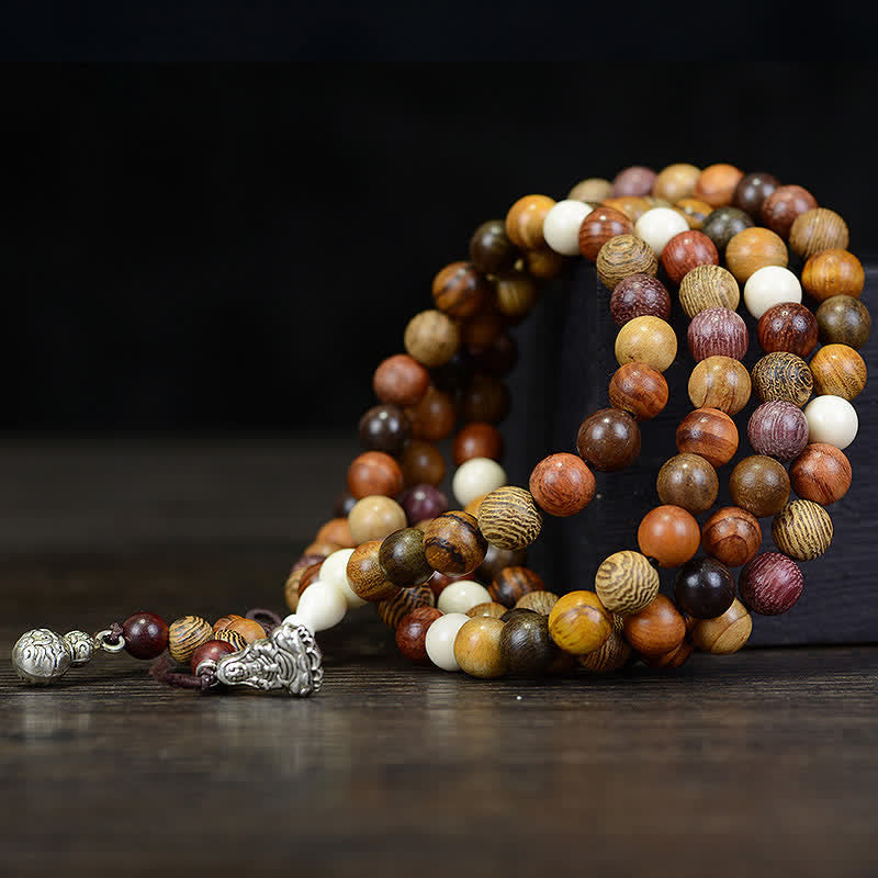 108 Beads Multi-Tone Natural Wood Calm Energy Mala