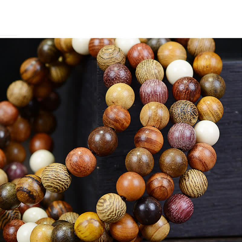 108 Beads Multi-Tone Natural Wood Calm Energy Mala