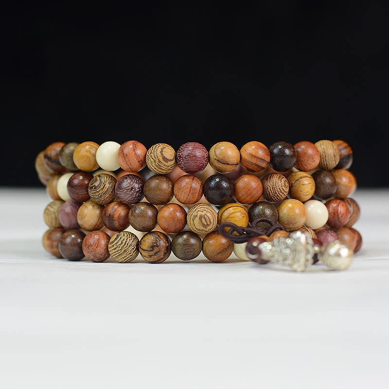 108 Beads Multi-Tone Natural Wood Calm Energy Mala