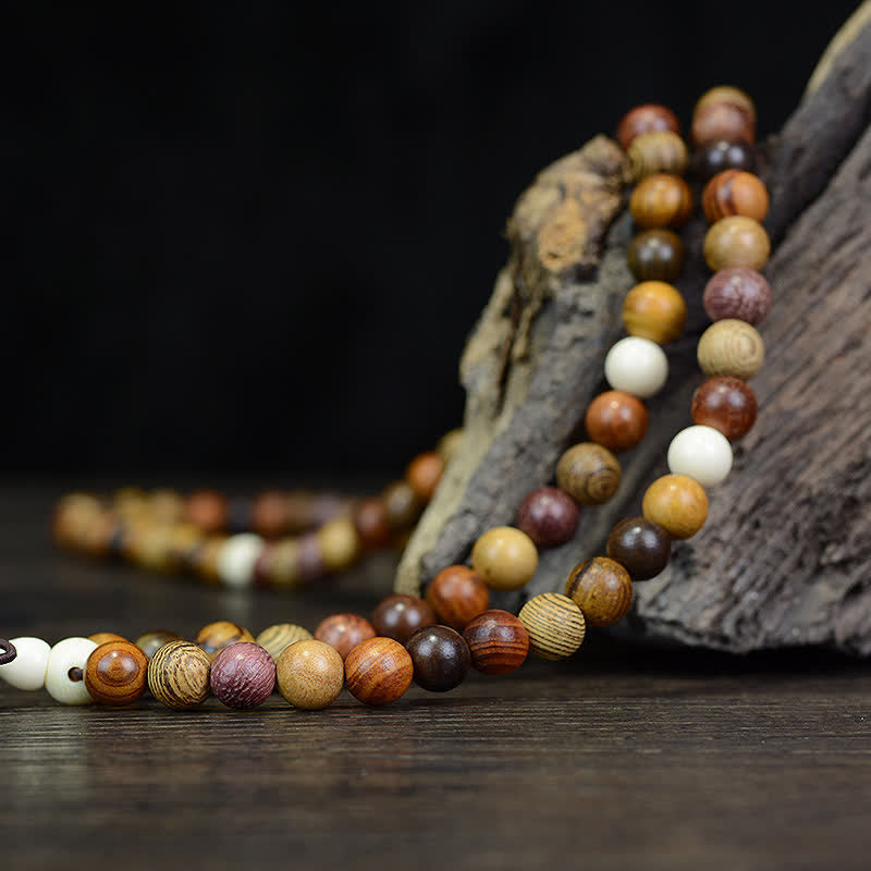 108 Beads Multi-Tone Natural Wood Calm Energy Mala