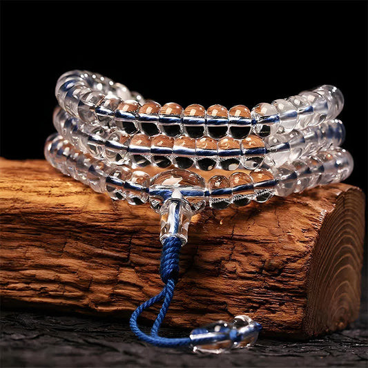 Liuli 108 Flat Beads Spiral Rope Wisdom Mala