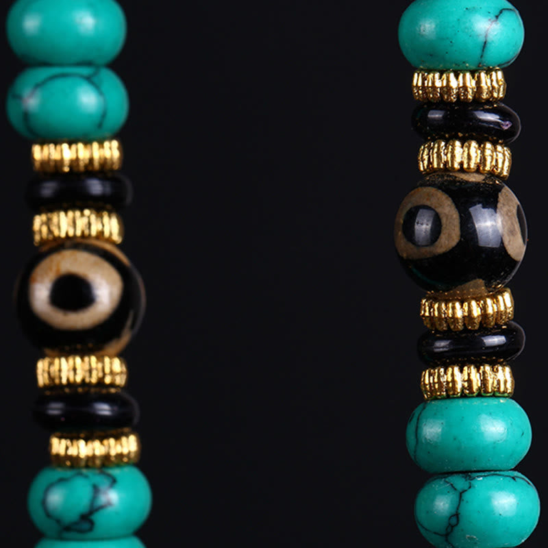 Tibetan 108 Beads Turquoise Dzi Bead Wisdom Balance Mala