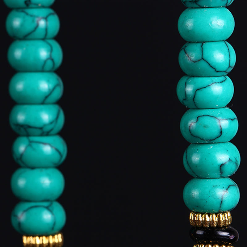 Tibetan 108 Beads Turquoise Dzi Bead Wisdom Balance Mala