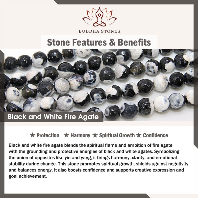 Black and White Fire Agate String Balance Bracelet