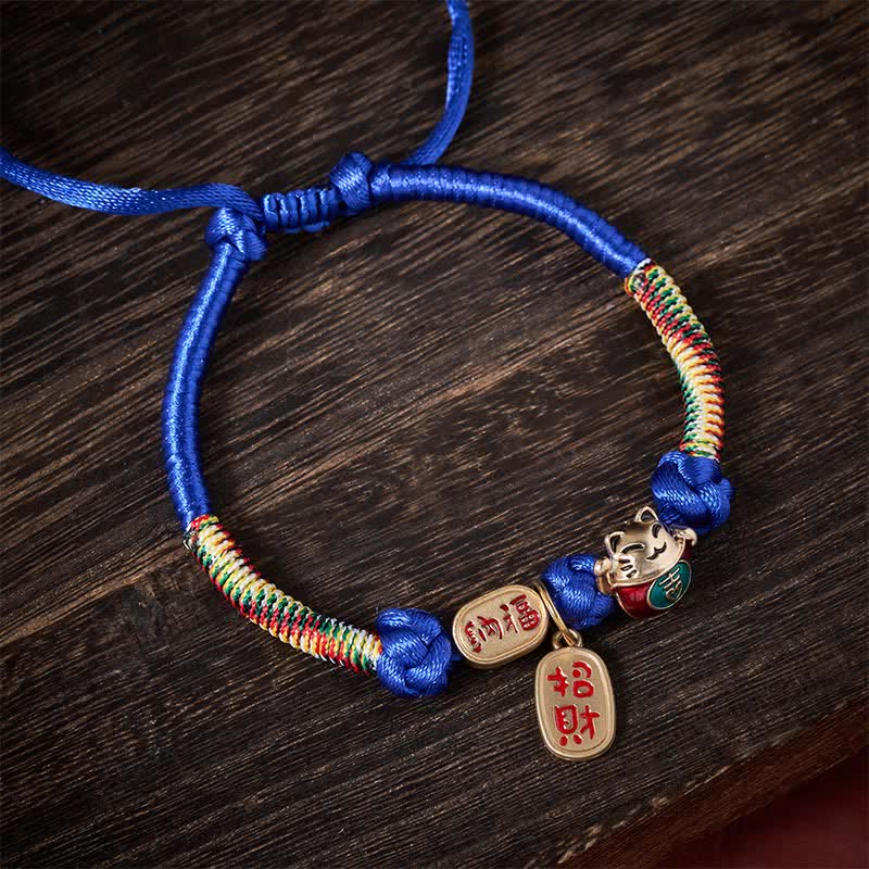 Red String Plaited Auspicious Fu Character Protection Adjustable Cats Pet Collar