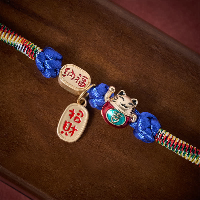Red String Plaited Auspicious Fu Character Protection Adjustable Cats Pet Collar