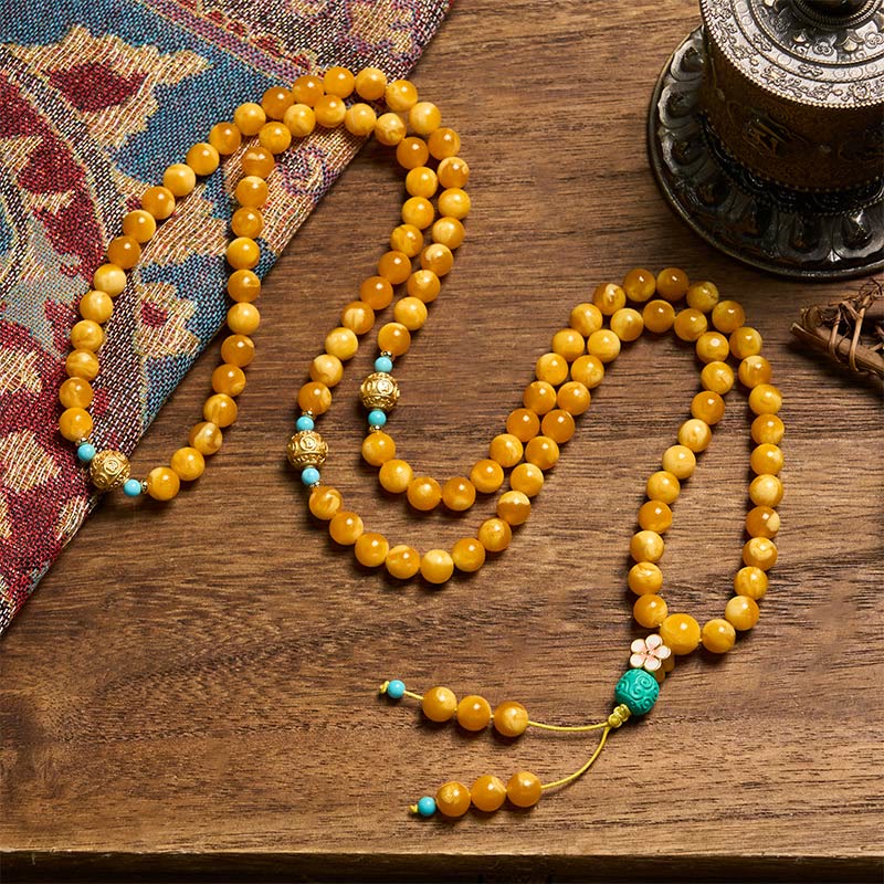 108 Beads Tibetan Amber Om Mani Padme Hum Mala
