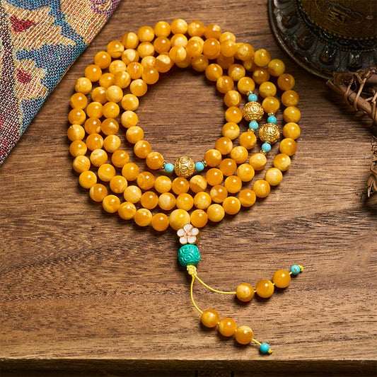 108 Beads Tibetan Amber Om Mani Padme Hum Mala