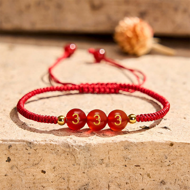 Angel Number Red String Red Agate Beads Luck Braided Adjustable Bracelet