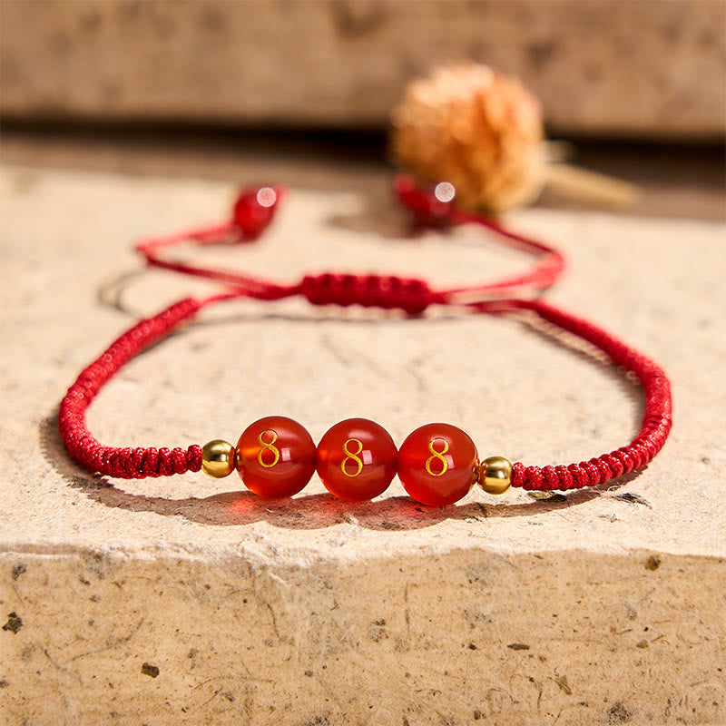 Angel Number Red String Red Agate Beads Luck Braided Adjustable Bracelet