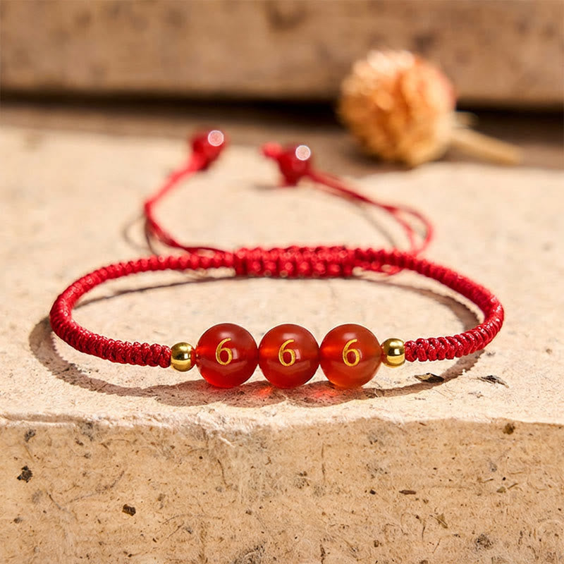 Angel Number Red String Red Agate Beads Luck Braided Adjustable Bracelet