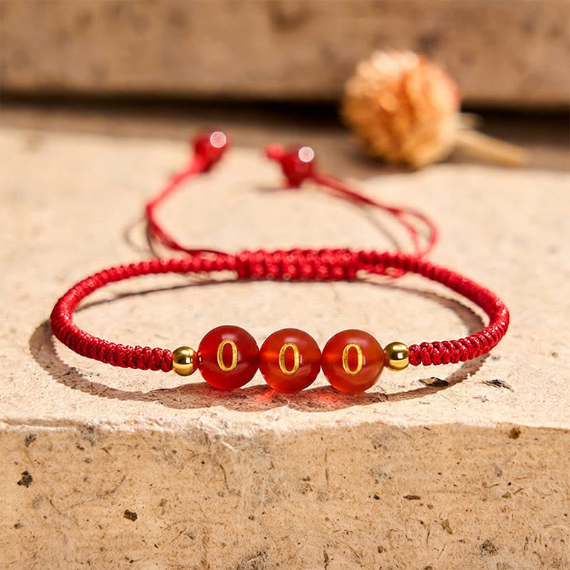 Angel Number Red String Red Agate Beads Luck Braided Adjustable Bracelet