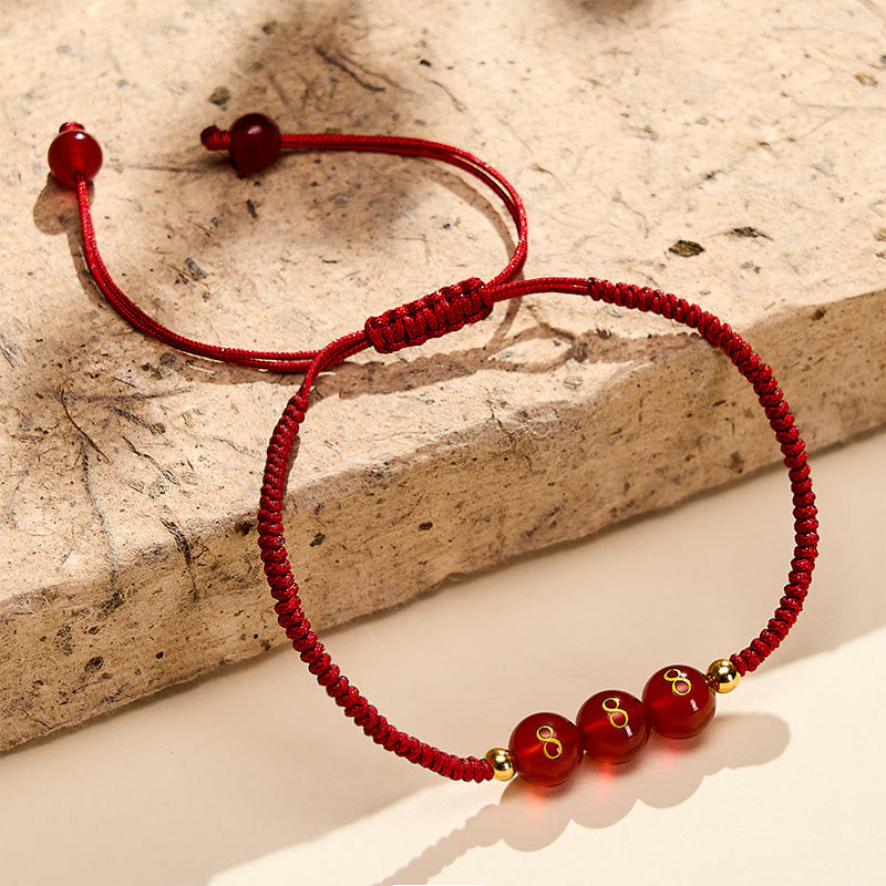 Angel Number Red String Red Agate Beads Luck Braided Adjustable Bracelet