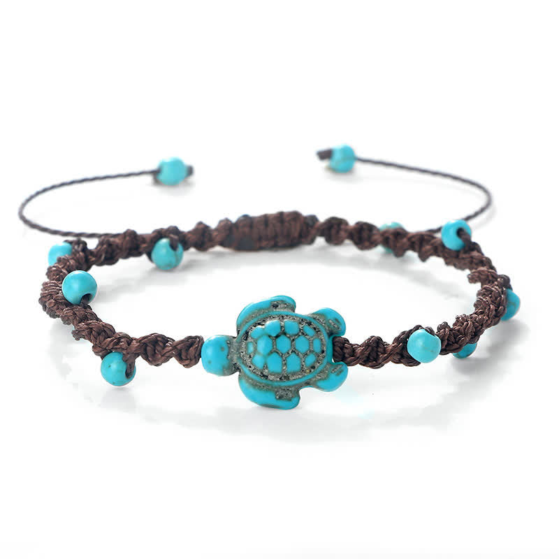Turquoise Turtle Design Braided Rope Protection Bracelet