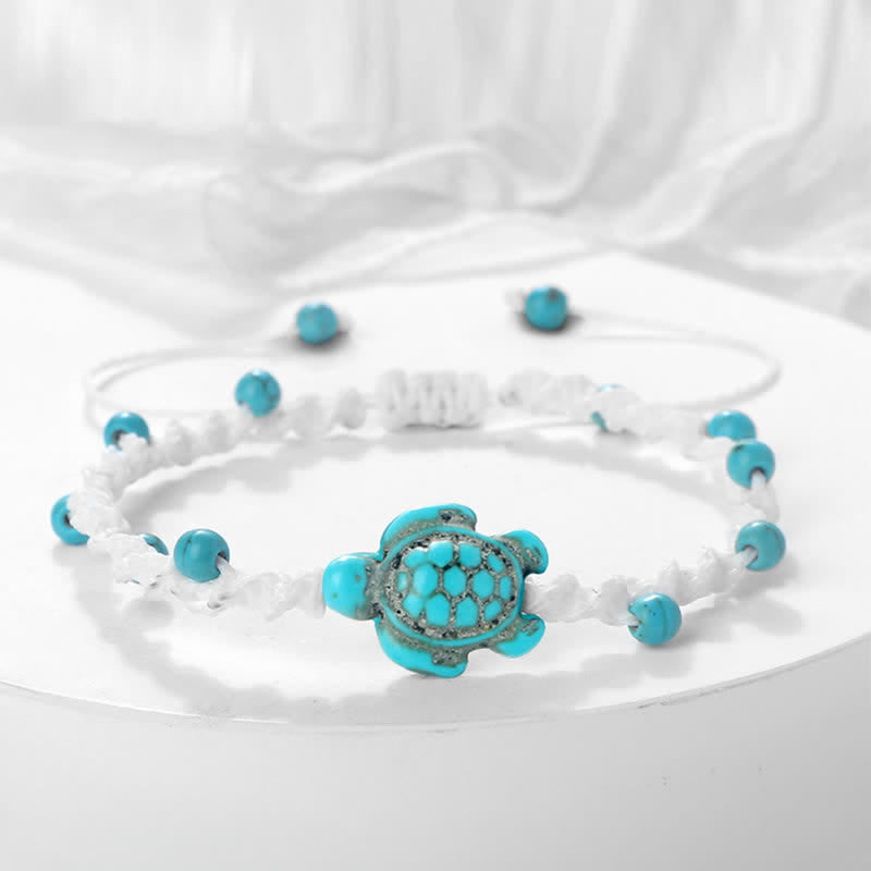 Turquoise Turtle Design Braided Rope Protection Bracelet