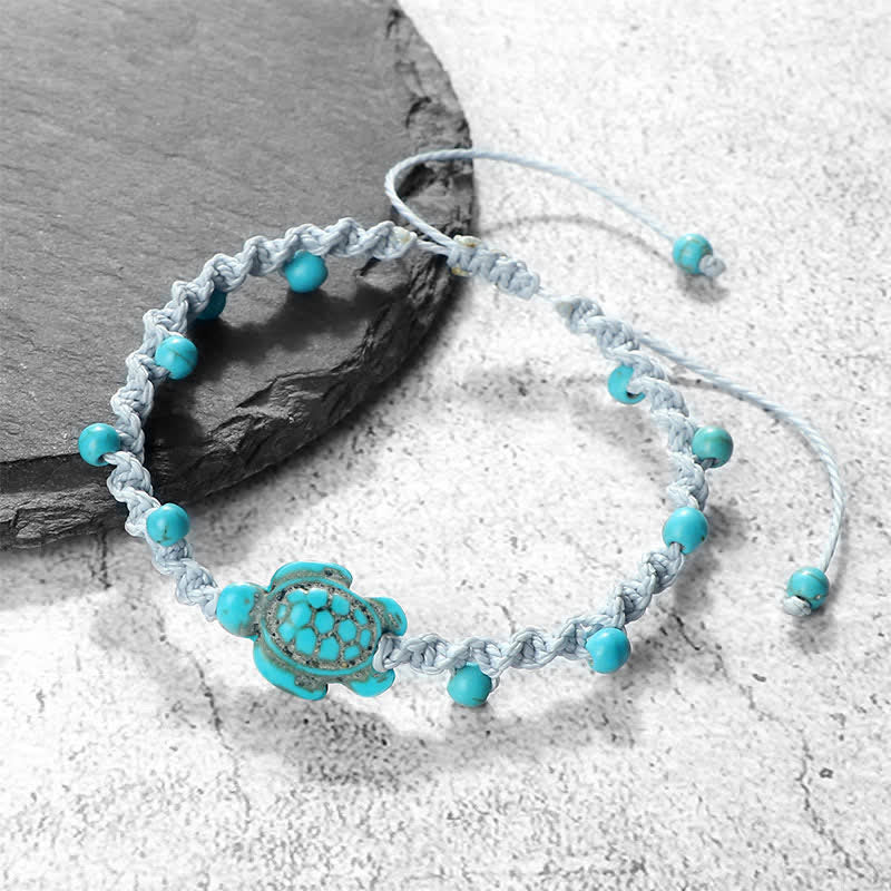 Turquoise Turtle Design Braided Rope Protection Bracelet