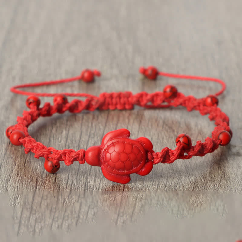 Turquoise Turtle Design Braided Rope Protection Bracelet