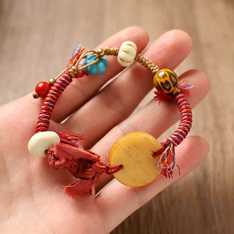 Bone Fu Character Braided Rope Peace Bracelet