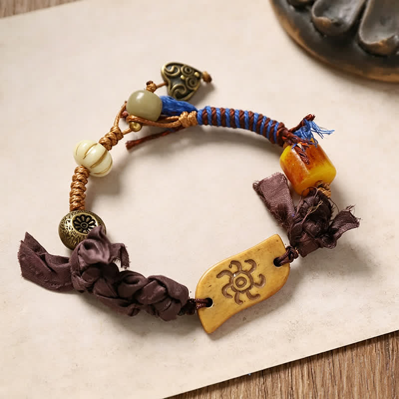 Bone Fu Character Braided Rope Peace Bracelet