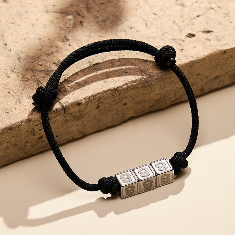 Titanium Steel 000-999 Angel Numbers Adjustable Black String Faith Bracelet