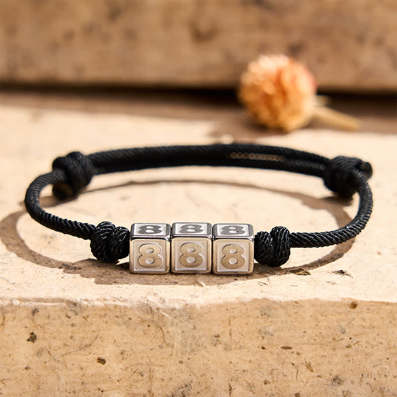 Titanium Steel 000-999 Angel Numbers Adjustable Black String Faith Bracelet