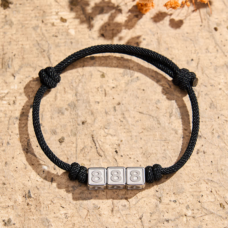 Titanium Steel 000-999 Angel Numbers Adjustable Black String Faith Bracelet