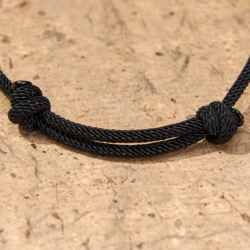 Titanium Steel 000-999 Angel Numbers Adjustable Black String Faith Bracelet