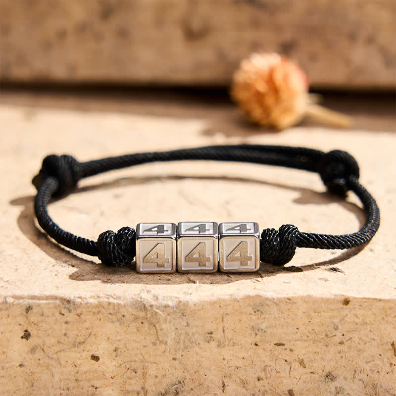 Titanium Steel 000-999 Angel Numbers Adjustable Black String Faith Bracelet