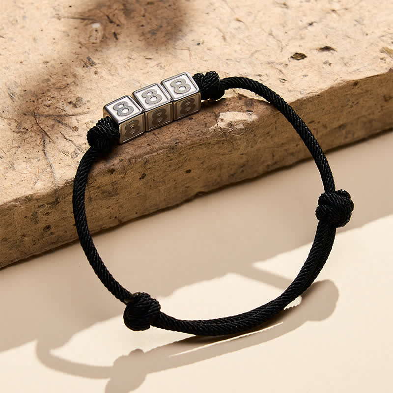 Titanium Steel 000-999 Angel Numbers Adjustable Black String Faith Bracelet