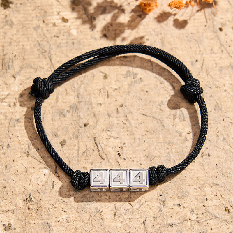 Titanium Steel 000-999 Angel Numbers Adjustable Black String Faith Bracelet