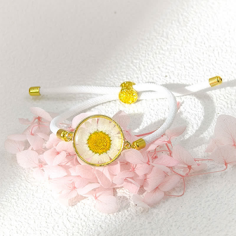 Resin Handmade Birth Flower Adjustable Braided Rope Bracelet