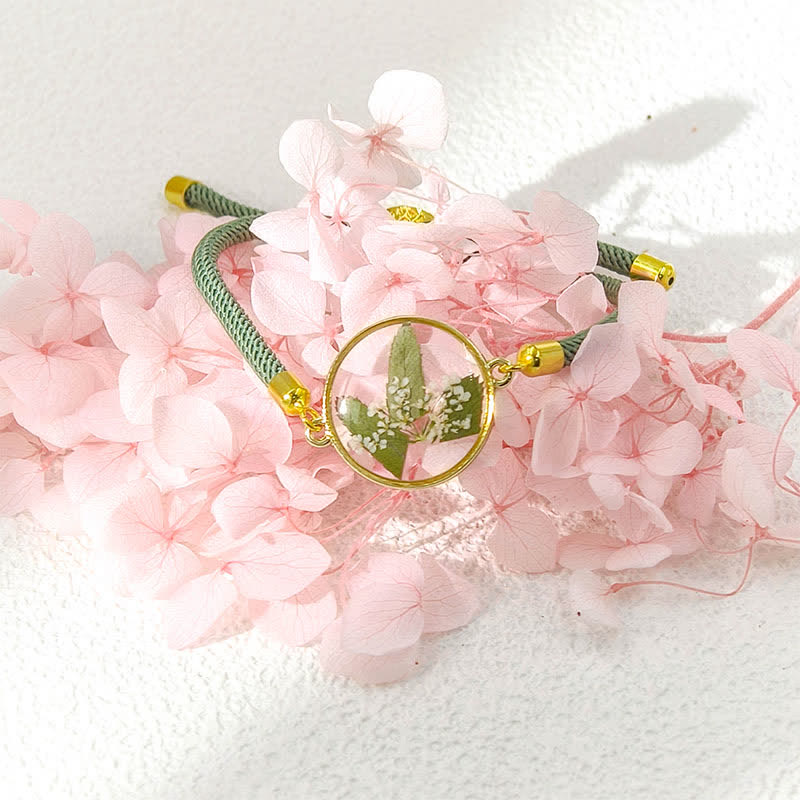 Resin Handmade Birth Flower Adjustable Braided Rope Bracelet