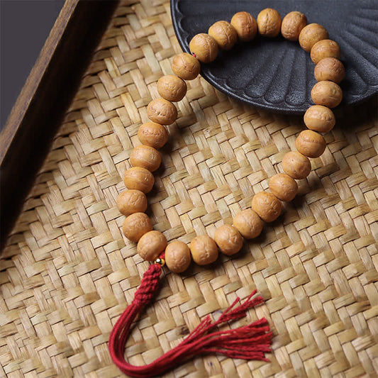Phoenix Eye Bodhi Wisdom Tibetan Engraved Tassel Wrist Mala