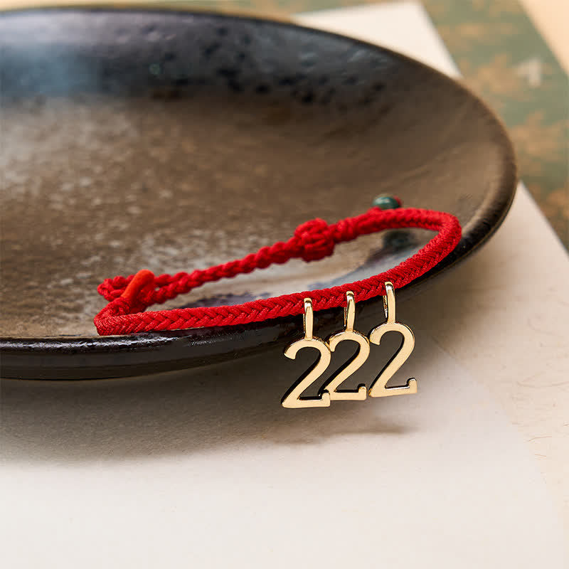 777 444 333 222 111 Angel Number Red String Jade Protection Braided Bracelet
