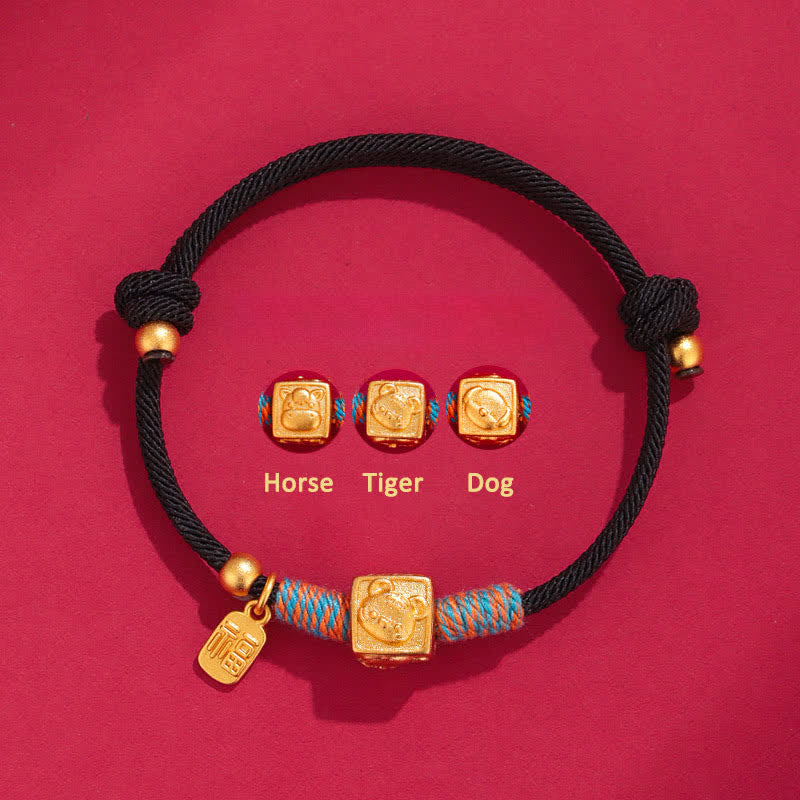 Handmade Three Harmony Chinese Zodiac Protection Red String Bracelet