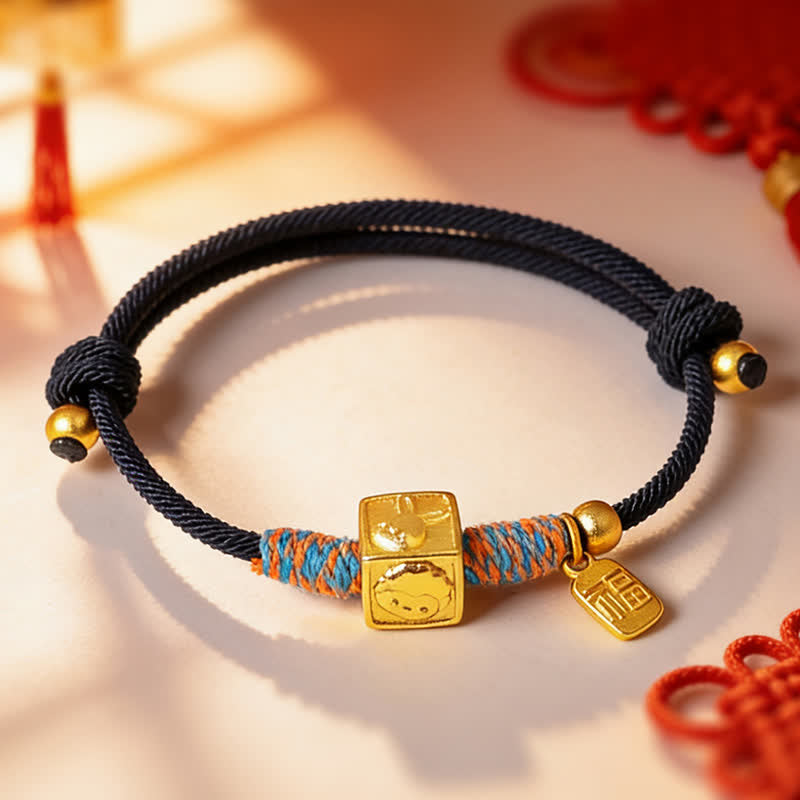 Handmade Three Harmony Chinese Zodiac Protection Red String Bracelet