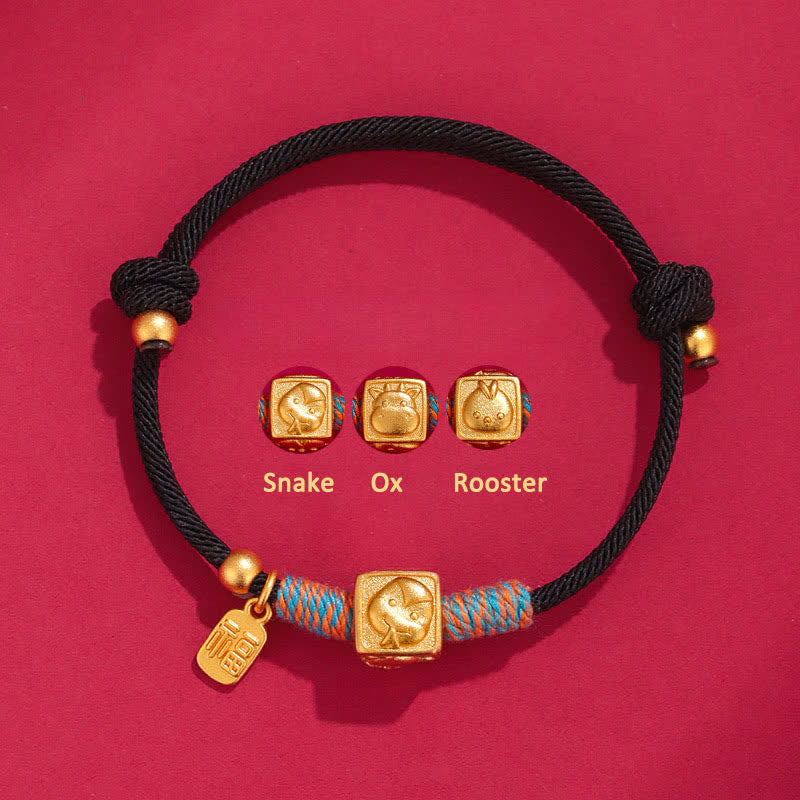 Handmade Three Harmony Chinese Zodiac Protection Red String Bracelet