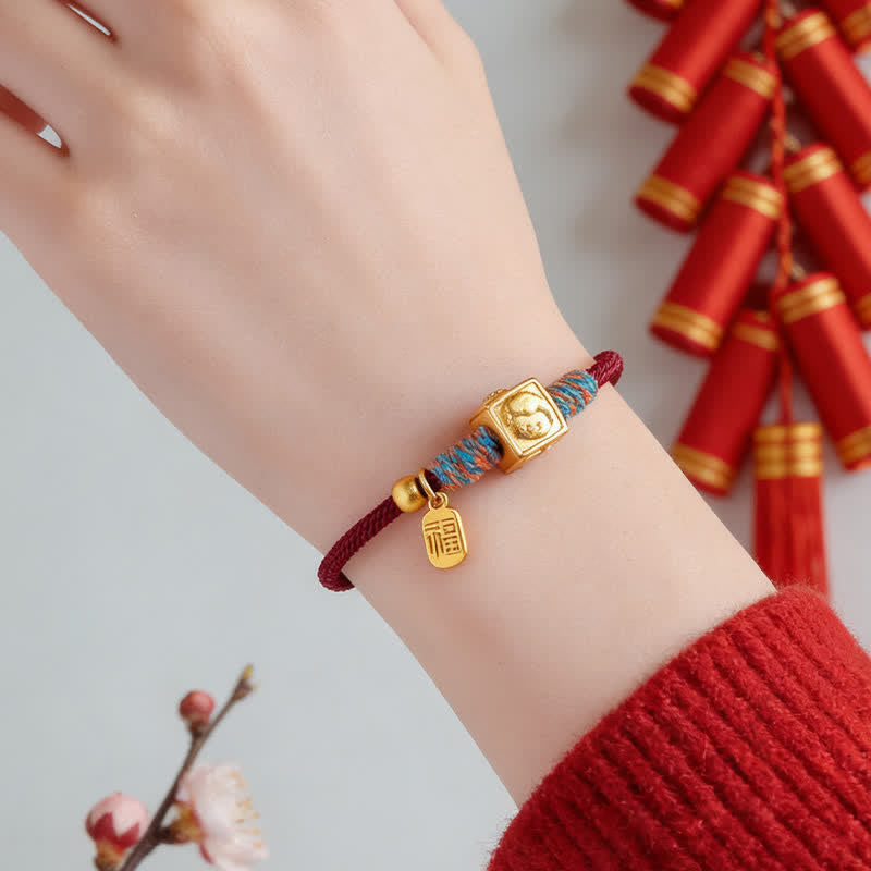 Handmade Red String Chinese Zodiac Luck Fu Charm Bracelet
