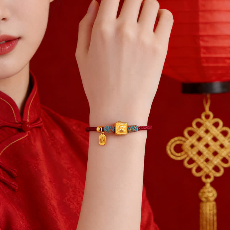 Handmade Red String Chinese Zodiac Luck Fu Charm Bracelet