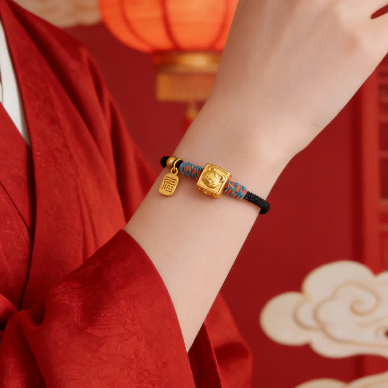 Handmade Red String Chinese Zodiac Luck Fu Charm Bracelet