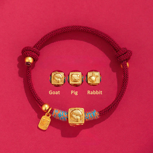 Handmade Red String Chinese Zodiac Luck Fu Charm Bracelet
