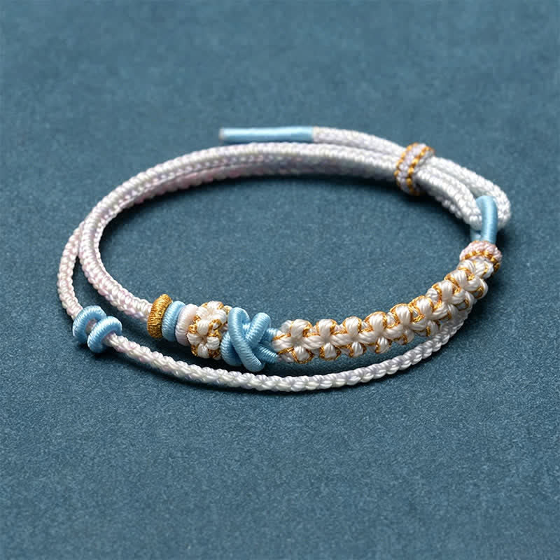 Hand-Woven String Peach Blossom Knotting Connection Double Layer Bracelet