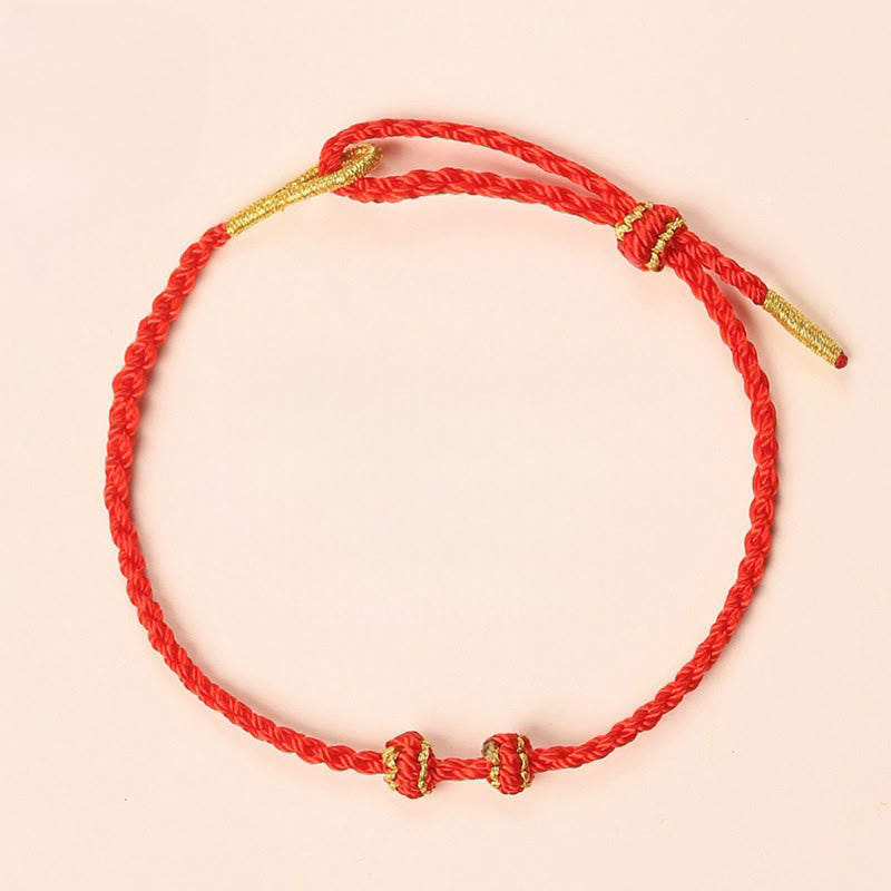 Hand-Woven Red String Strength Om Mani Padme Hum Adjustable DIY Bracelet