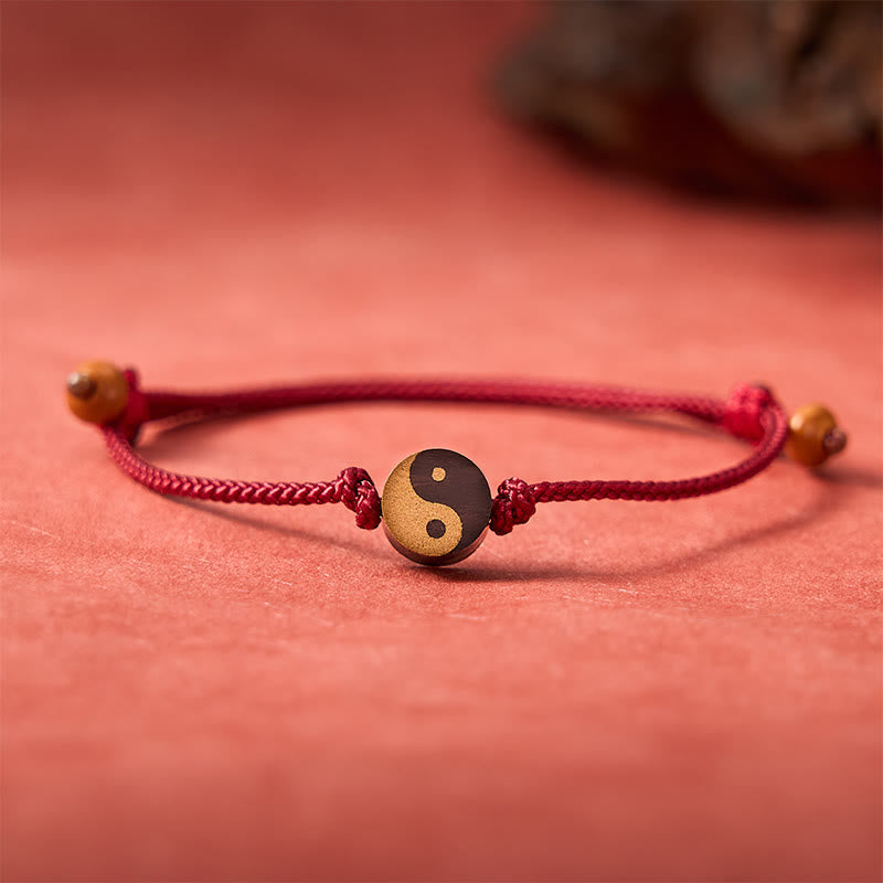 Ebony Yin Yang Symbol Peace Colorful String Bracelet
