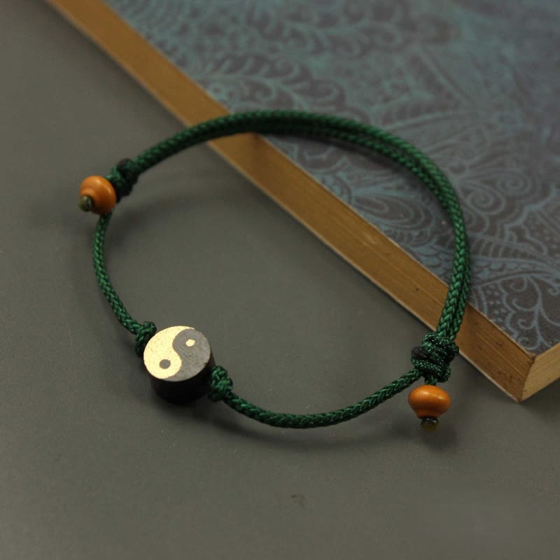 Ebony Yin Yang Symbol Peace Colorful String Bracelet