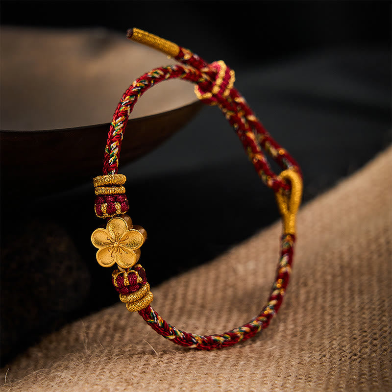 Hand-Woven Red String Koi Fish Flower Protection Bracelet
