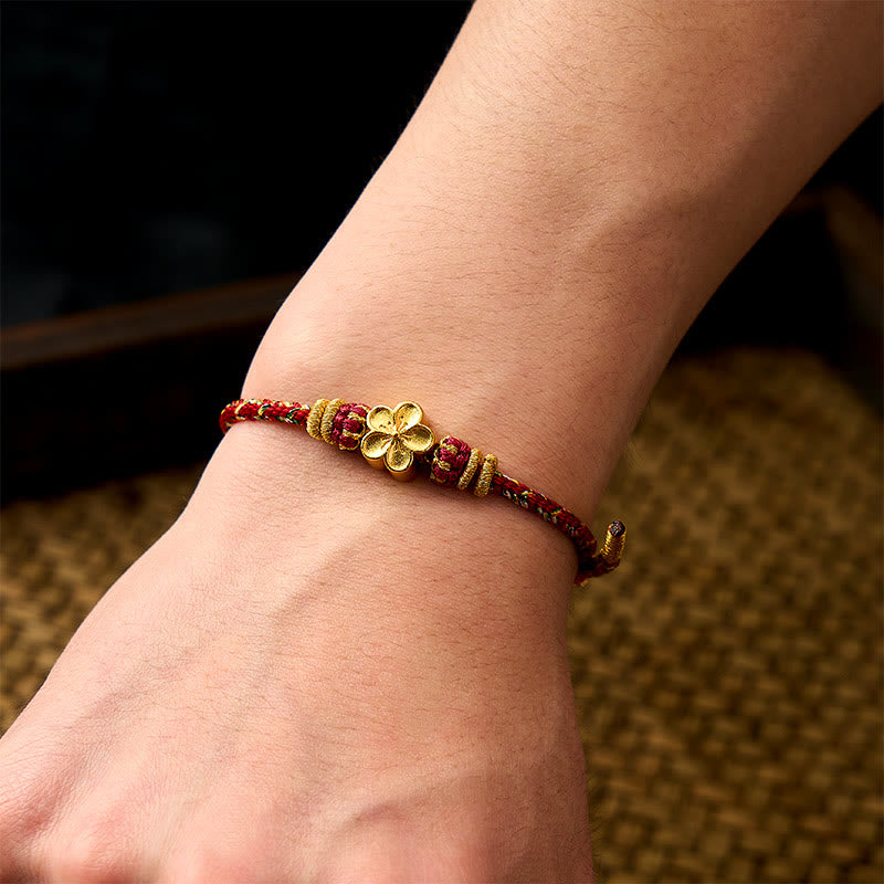 Hand-Woven Red String Koi Fish Flower Protection Bracelet